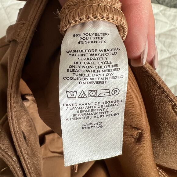 Ann Taylor Women's Faux Suede Tan Straight Leg Pants Size 4 - Picture 9 of 9